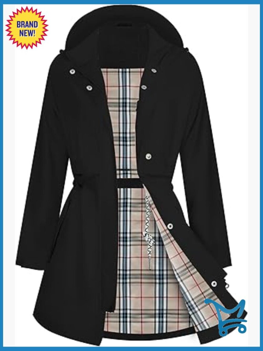 Long Raincoat with Hood Waterproof Trench Jacket for Women Breathable